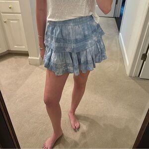 Love Shack Fancy Pacific Indigo Mini Ruffle Skirt